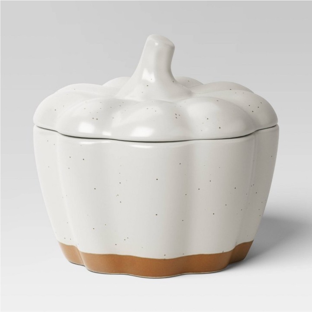 THRESHOLD NWT pumpkin stoneware serving bowl w/ lid -840ml